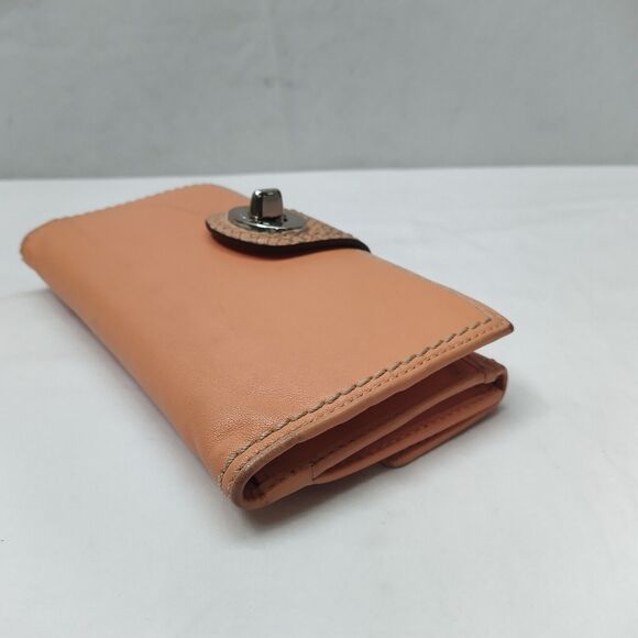 Coach Orange Leather Turn Lock Credit Card ID Window Bifold Wallet - Picture 14 of 15